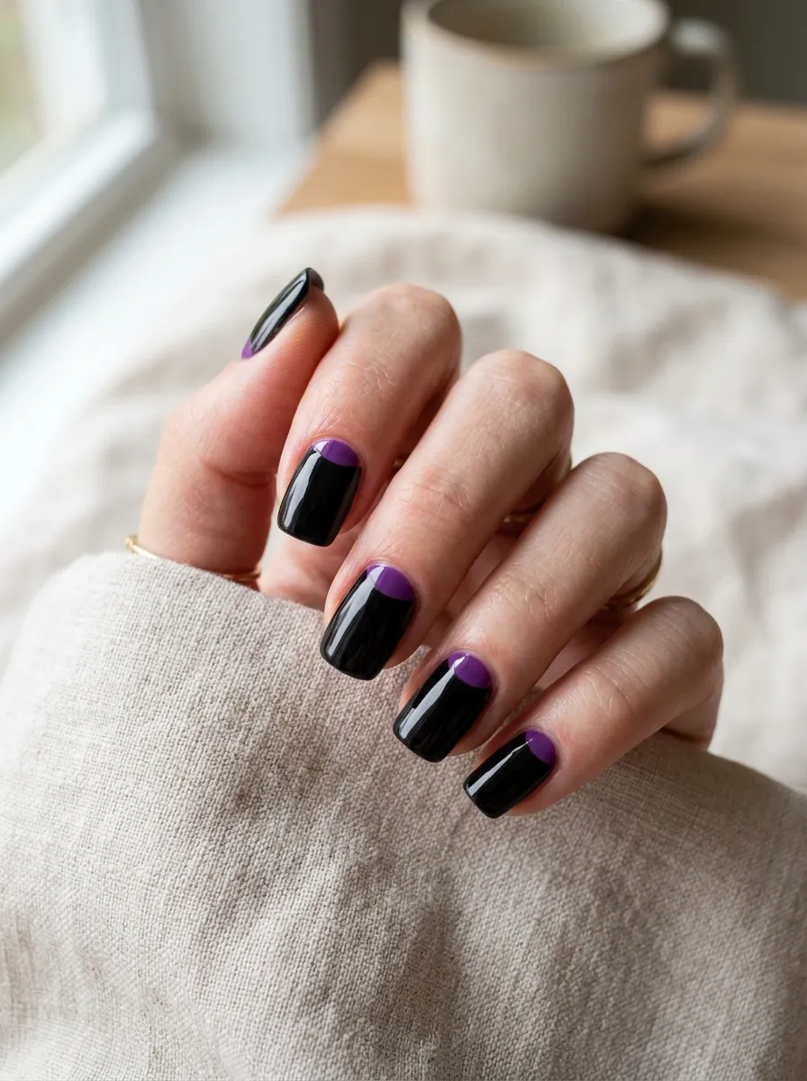 Purple and Black Half Moon Design