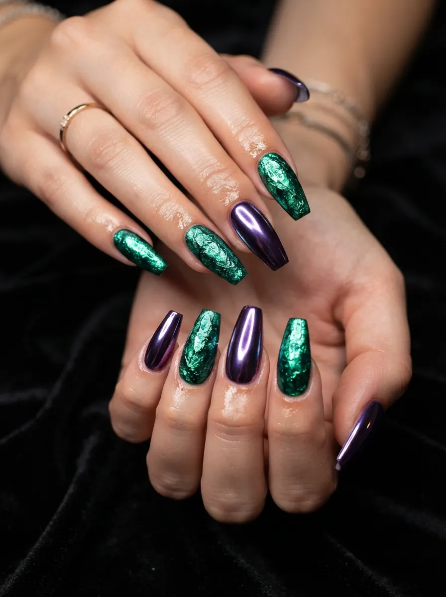Purple Chrome and Green Foil Mix