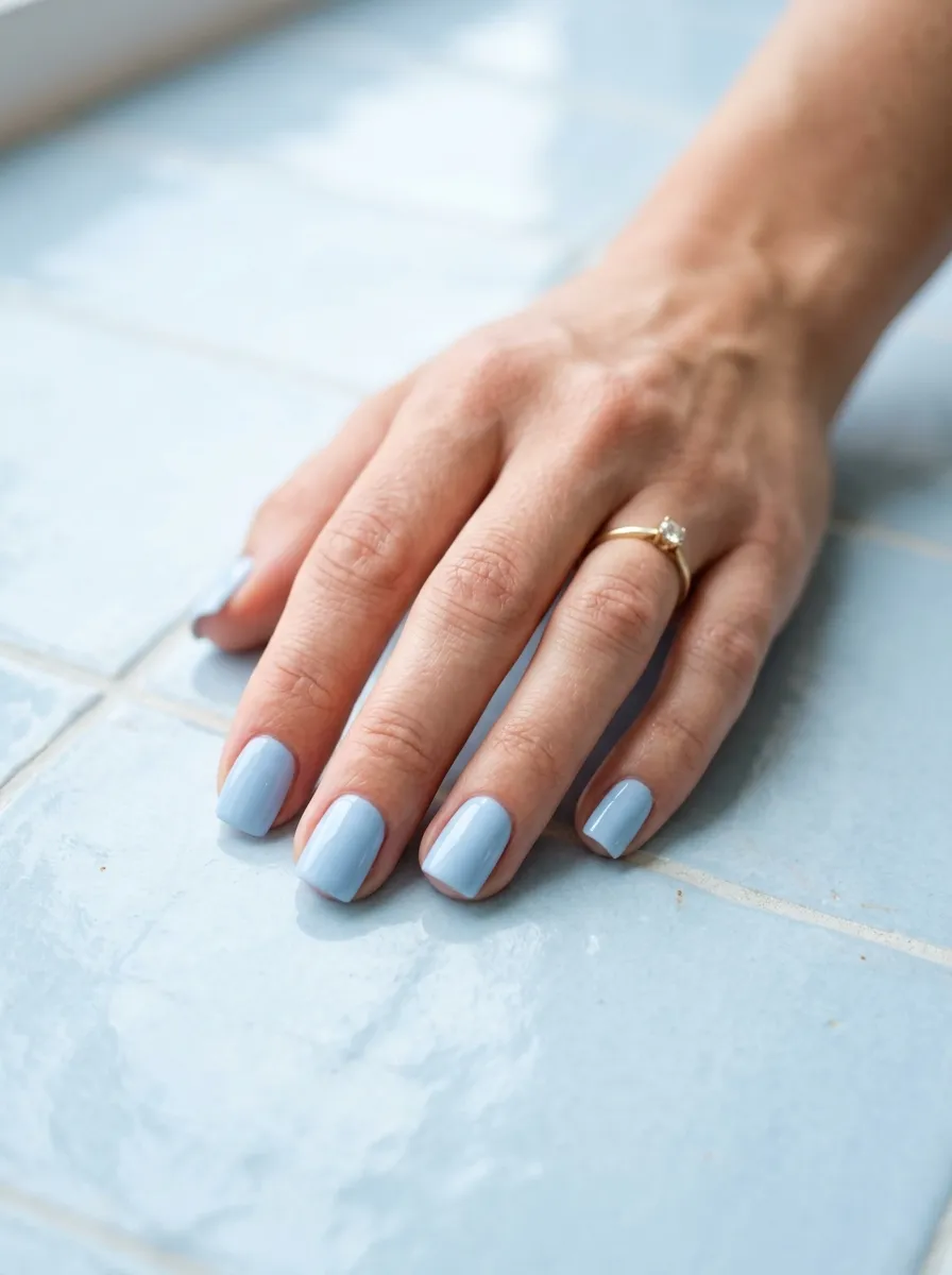 Baby Blue Square Nails