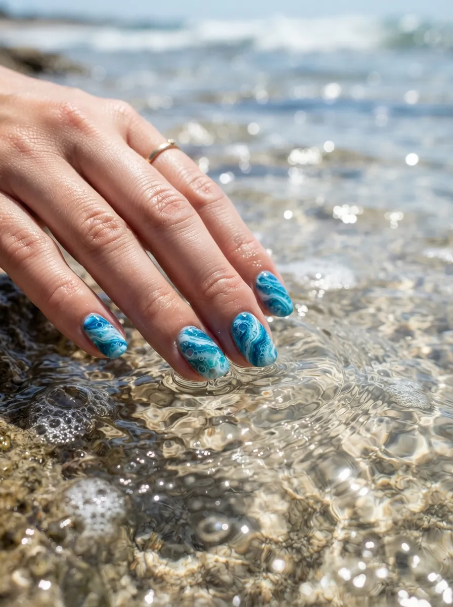 Aqua Marble Nails