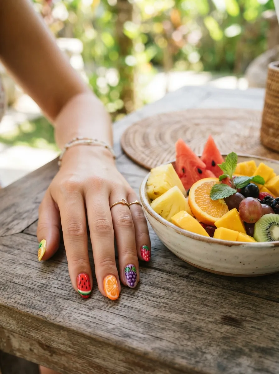 Tropical Fruit Salad Nails