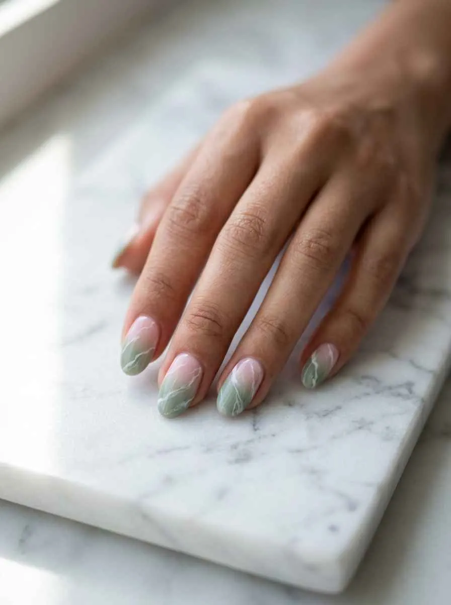 Pink to Green Marble Effect Ombre