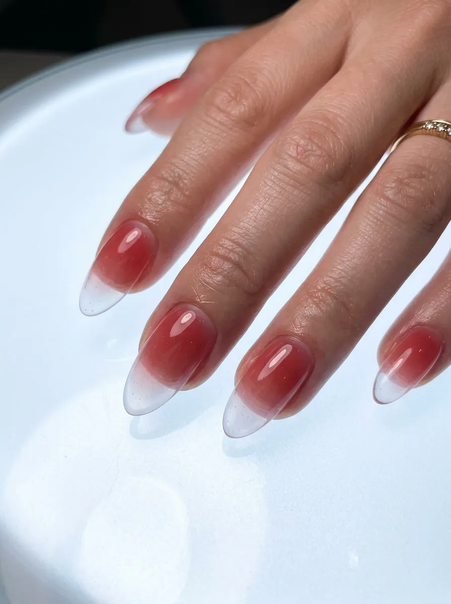 Red to Clear Ombre (Jelly Nails)