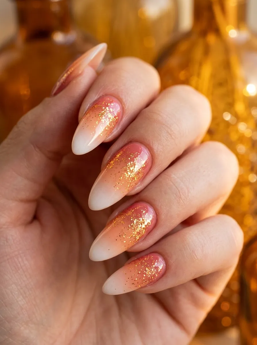Sunset Pink Ombre with Gold Glitter