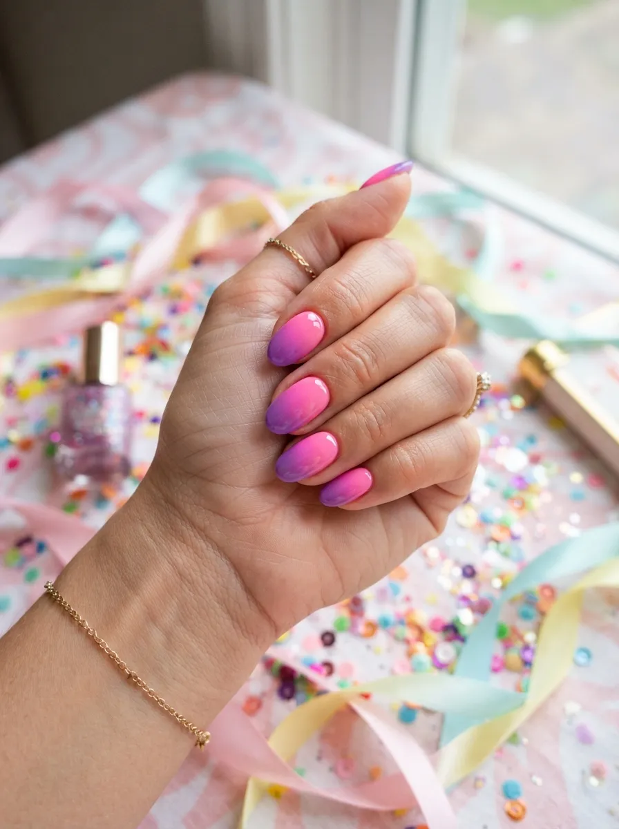 Bubblegum Pink to Grape Purple Ombre