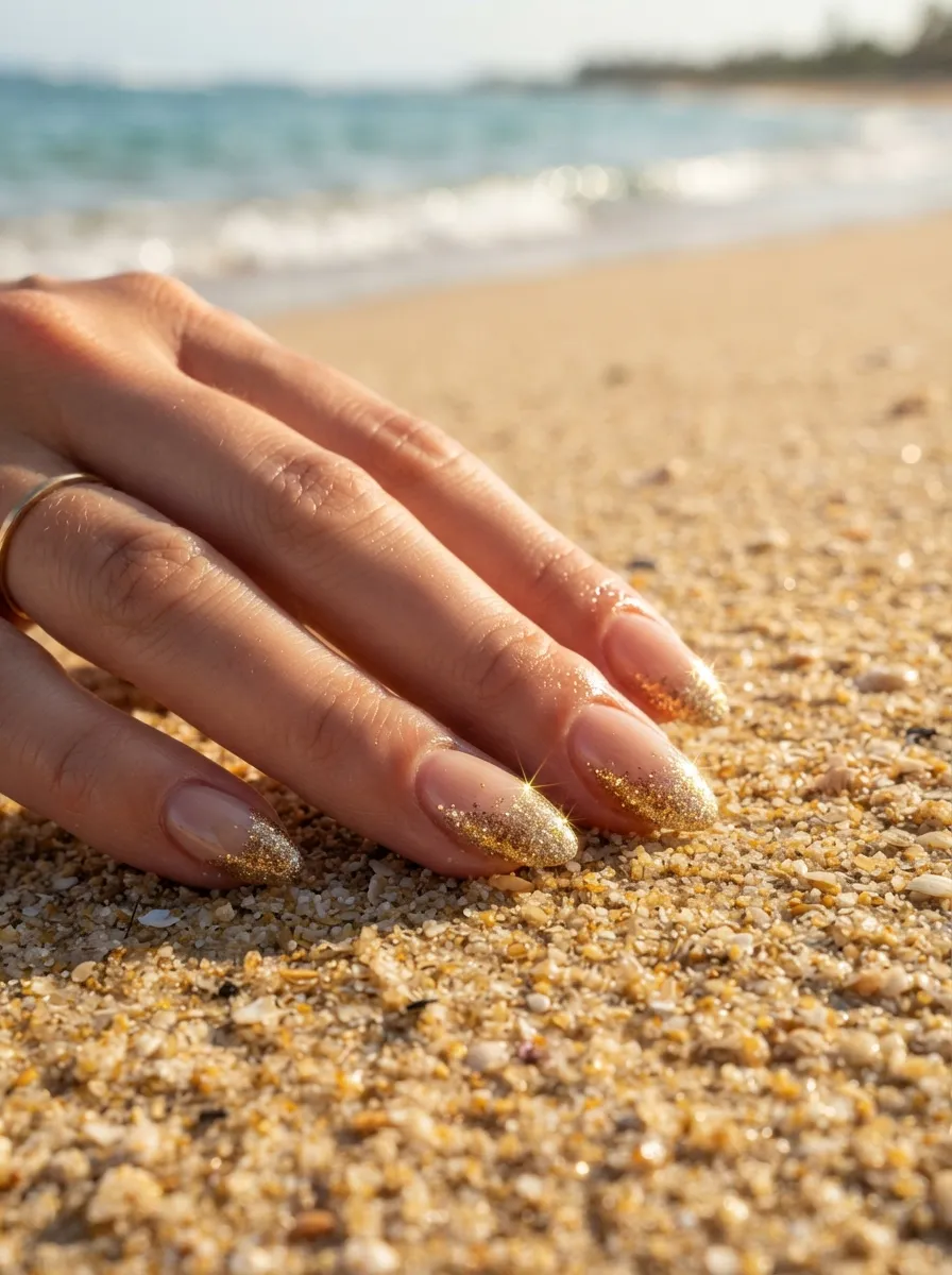 Golden Sand Glitter Tips