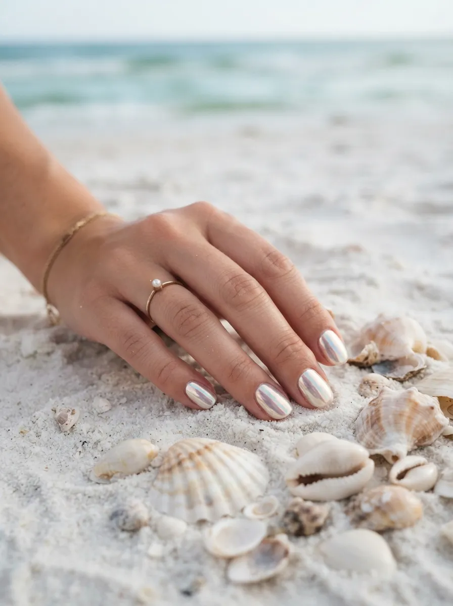 Seashell Chrome Nails
