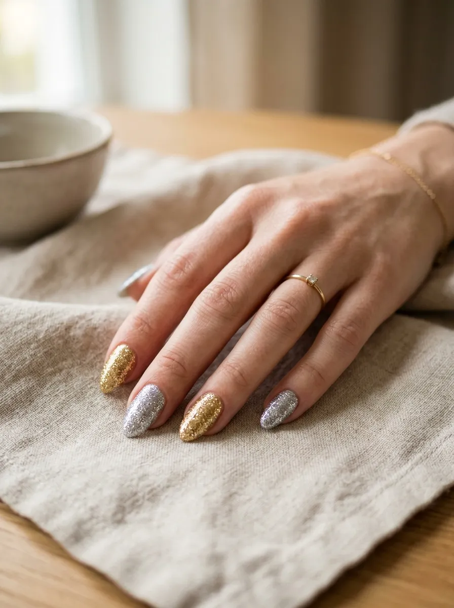 Two Tone Glitter Nails