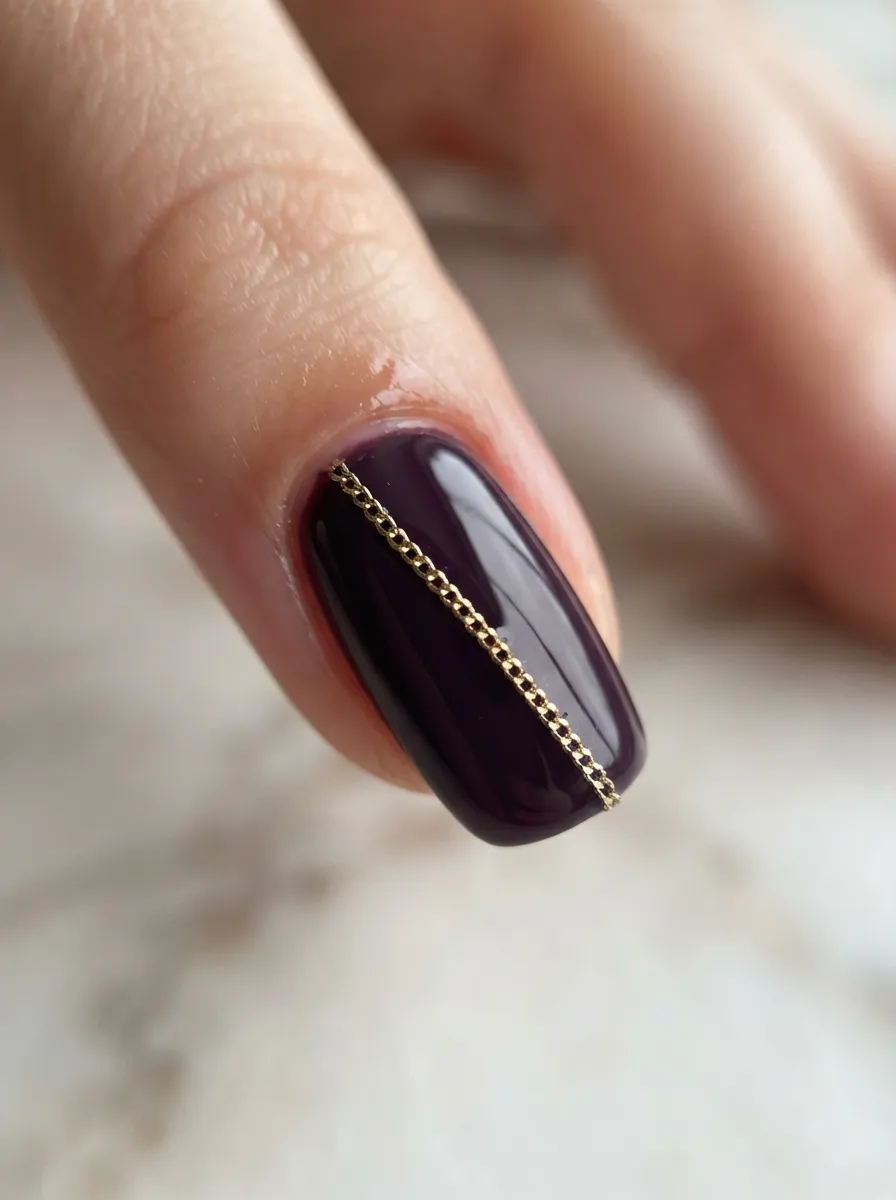 Eggplant Purple With Gold Chain Detail