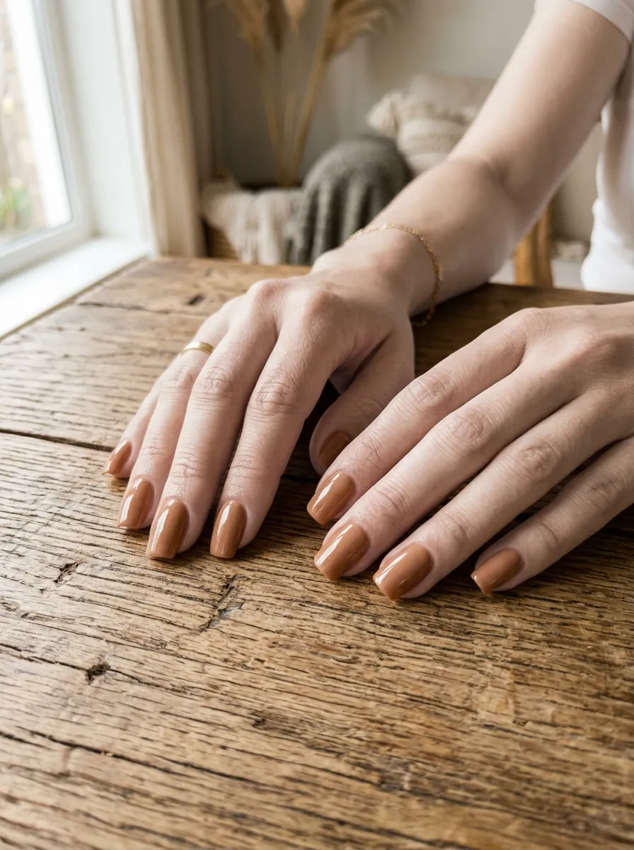 Mocha Latte Square Nails