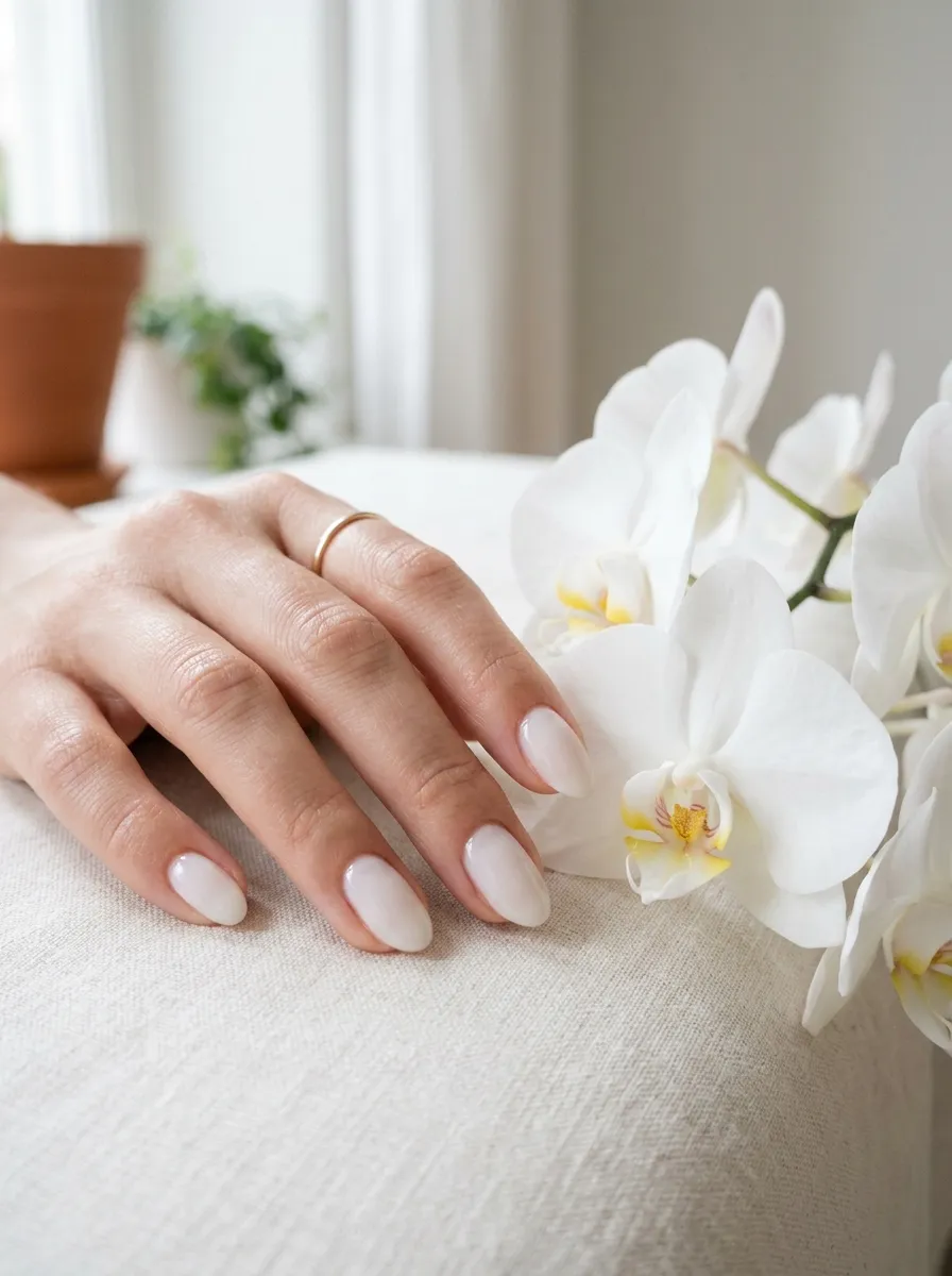 Milky White Nails