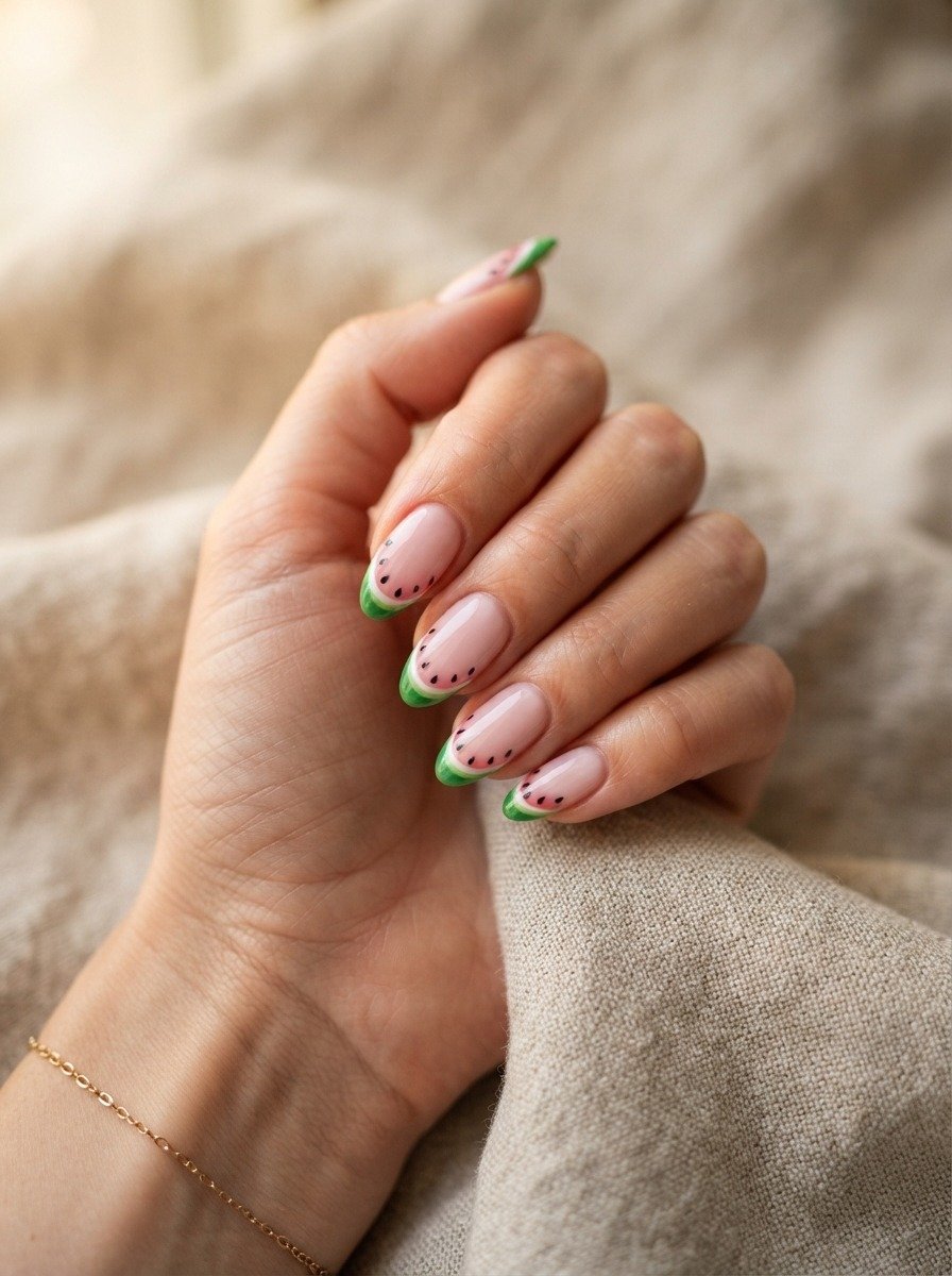 Watermelon Almond Shape Nails