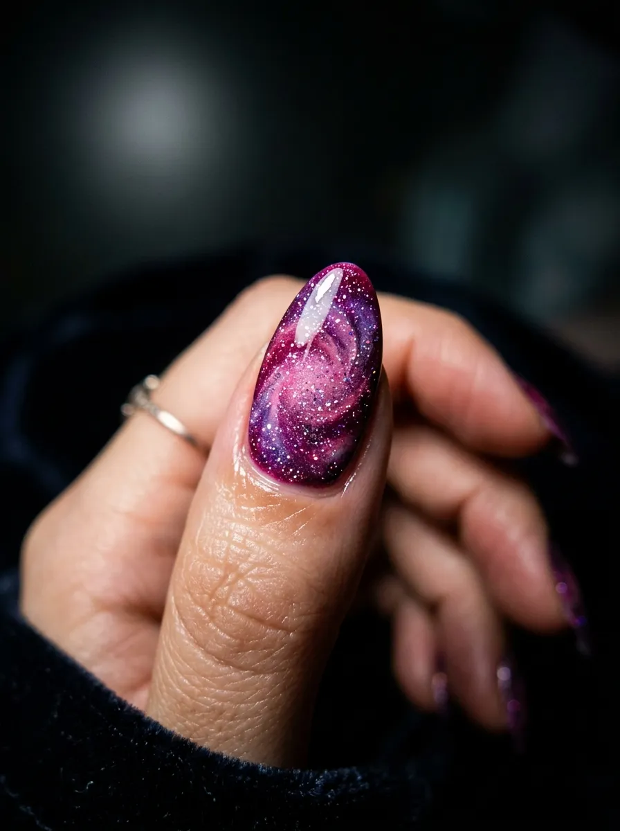 Pink Galaxy Aura with Glitter