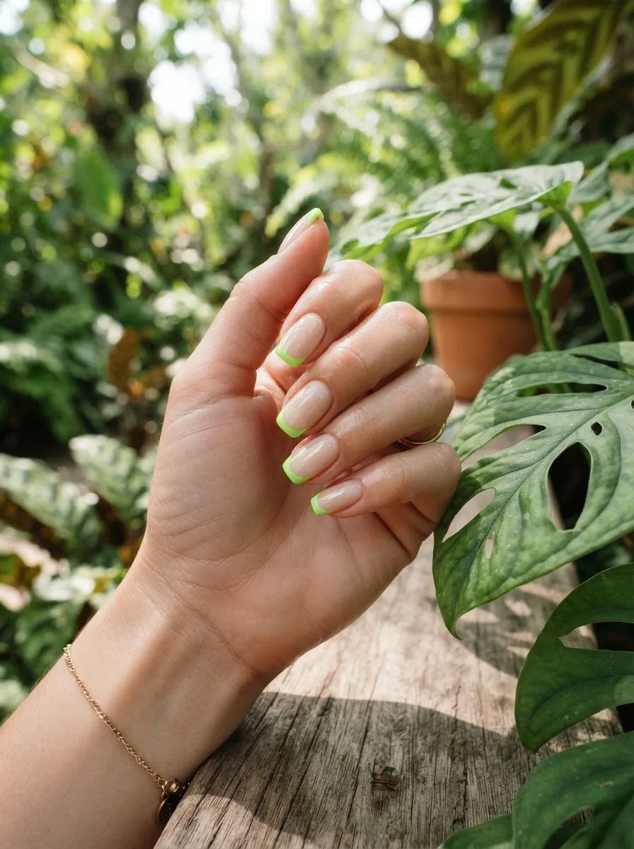 Lime Green French Tips