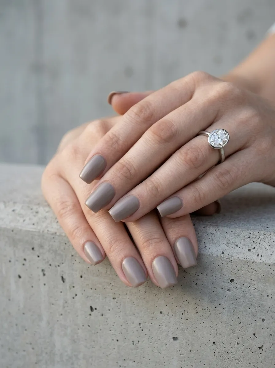 Taupe Grey Square Nails