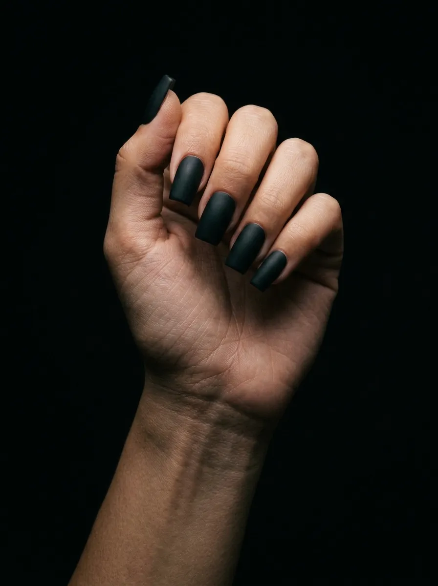 Matte Black Square Nails