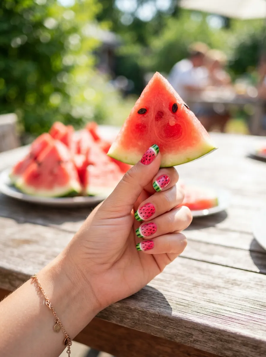 Watermelon Beach Nails