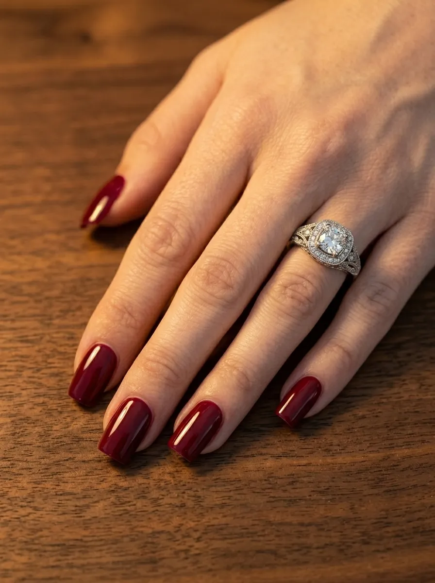 Burgundy Square Nails
