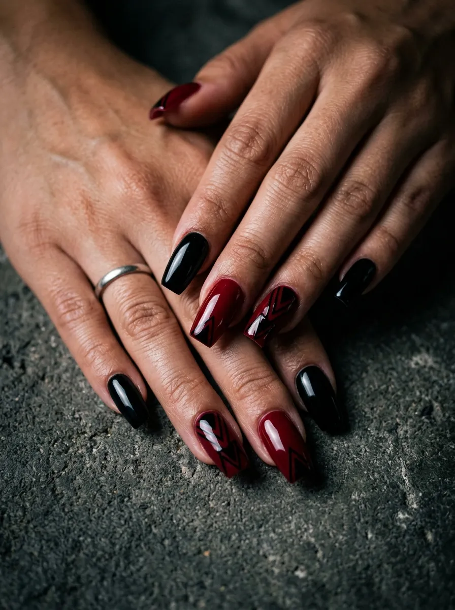 Red and Black Nails