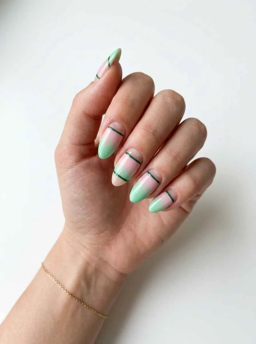 Pink and Green Ombre with Negative Space