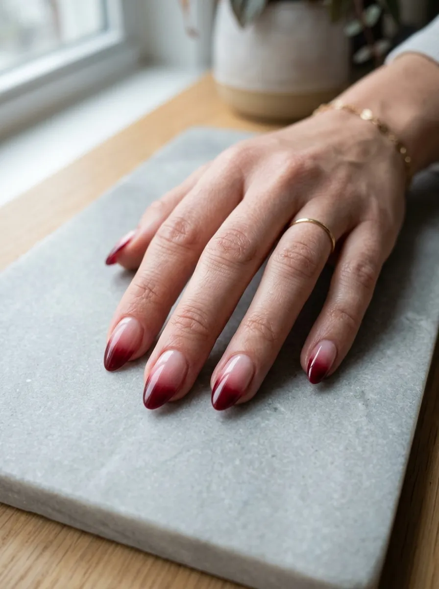 French Tip Red Ombre Nails