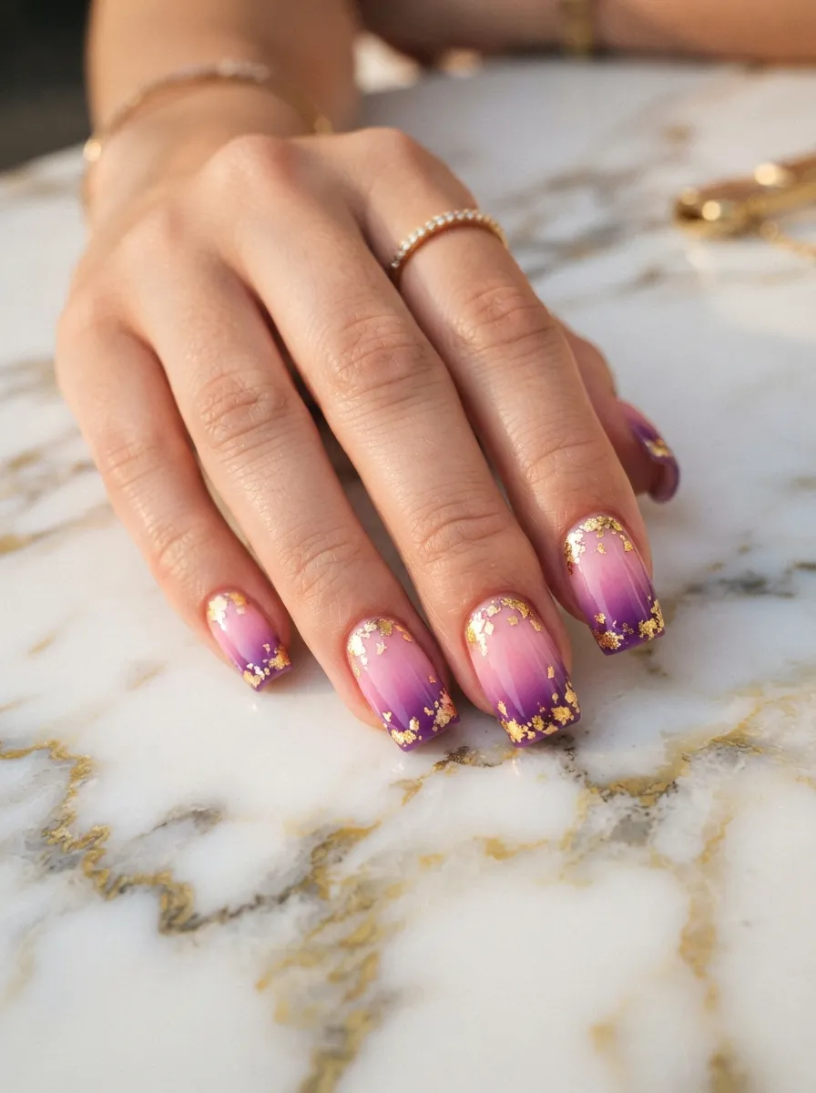 Pink to Purple Ombre with Gold Foil Accents