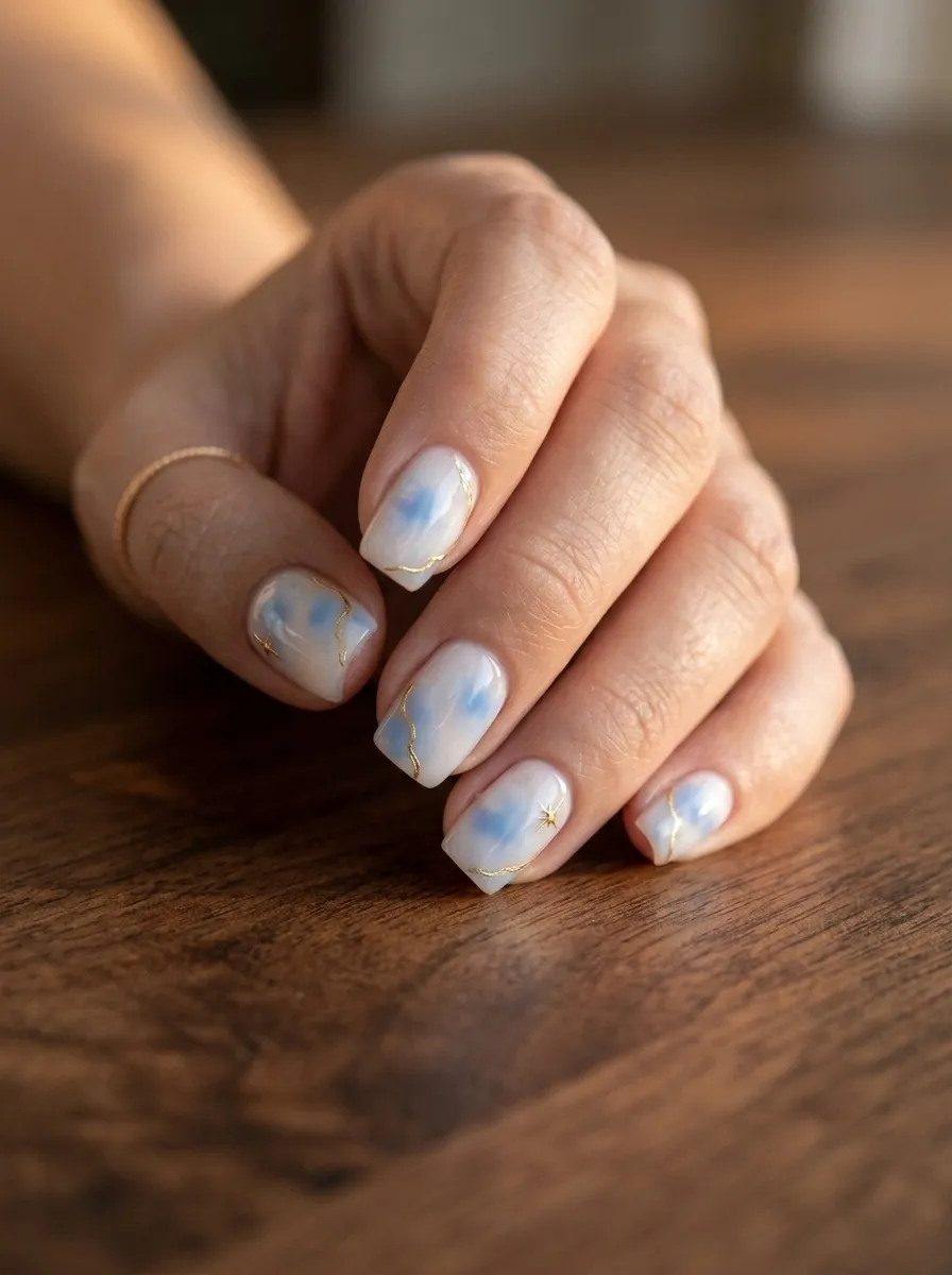 Pastel Blue Aura With Gold Accents