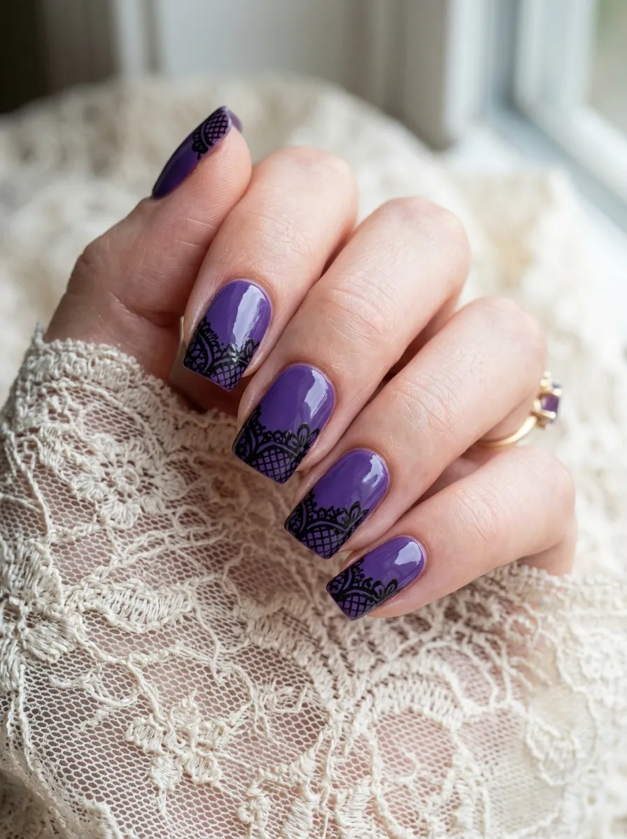 Purple Base With Black Lace Pattern