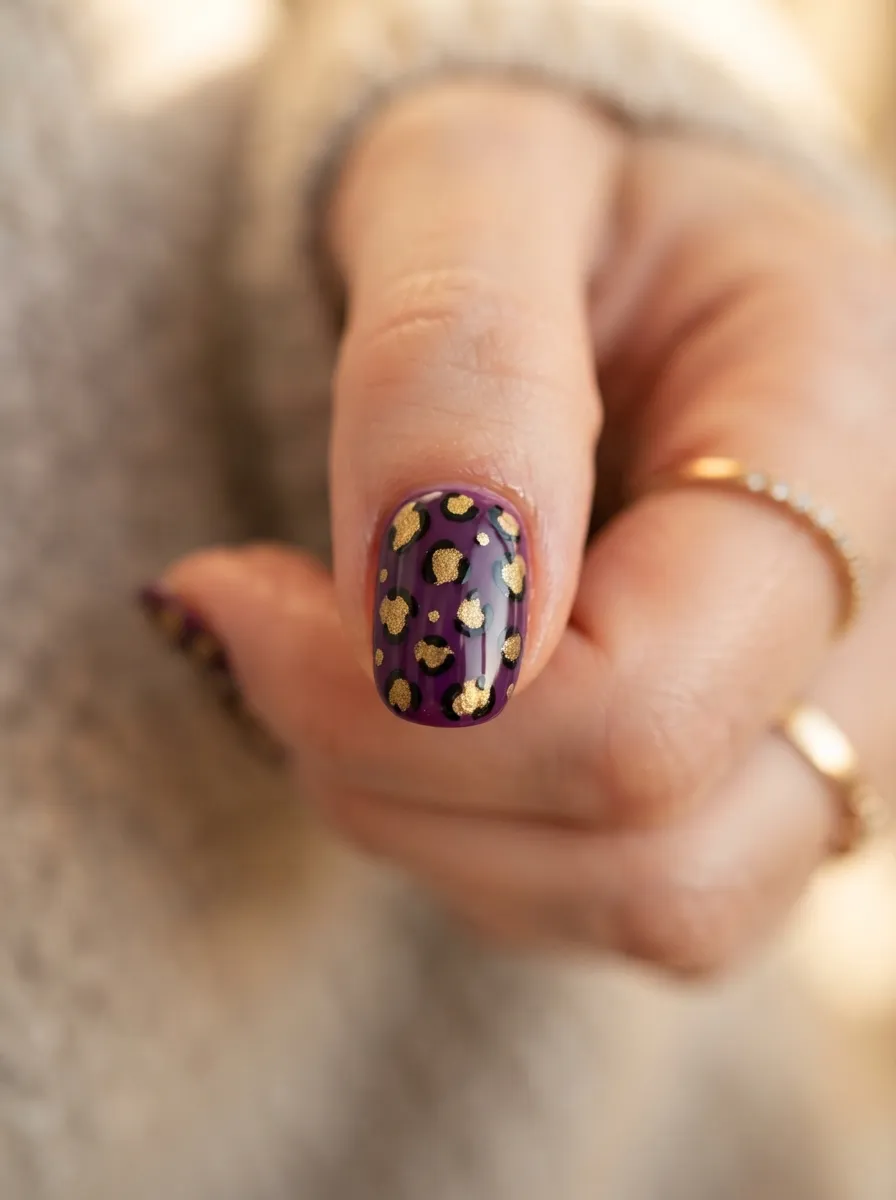 Purple and Gold Animal Print Accent