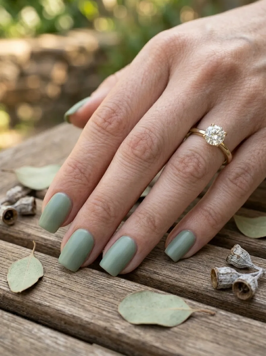 Sage Green Square Nails