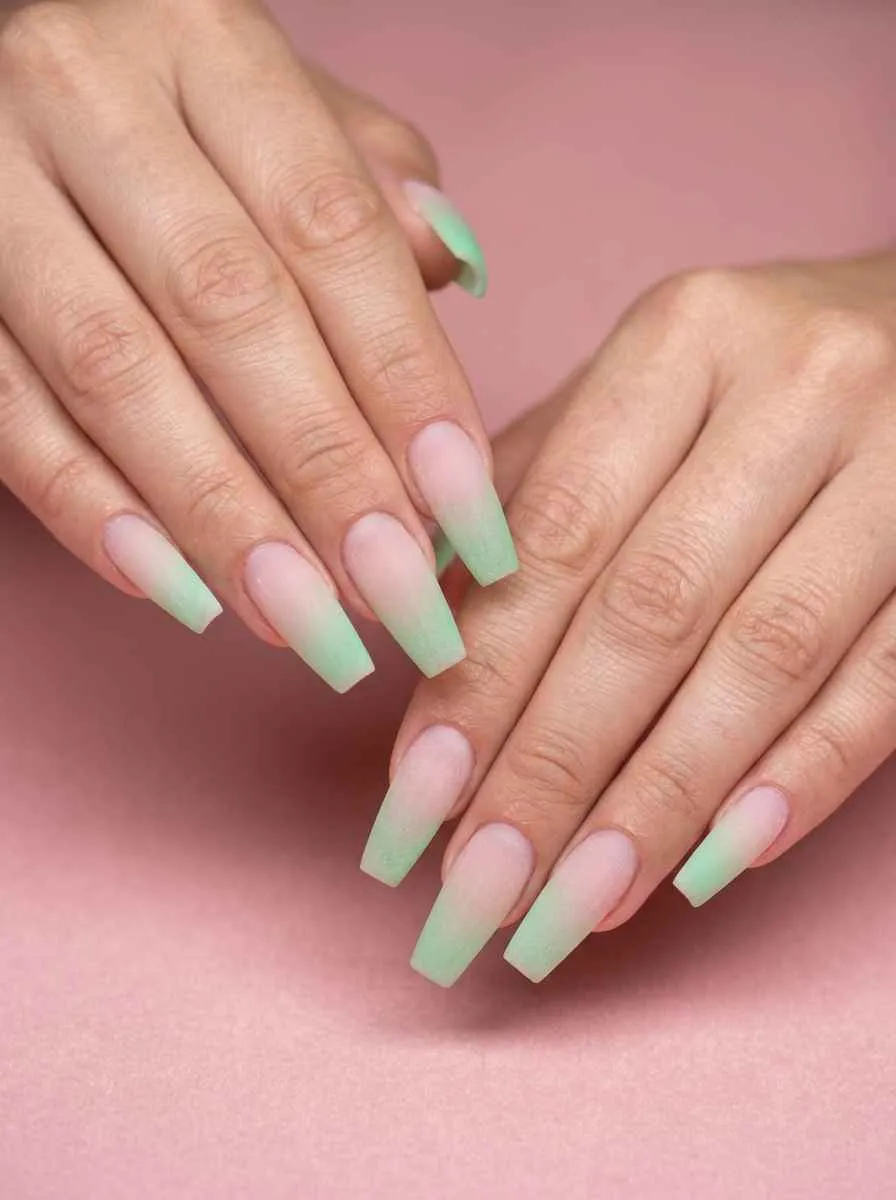 Pink and Green Ombre Acrylic Set