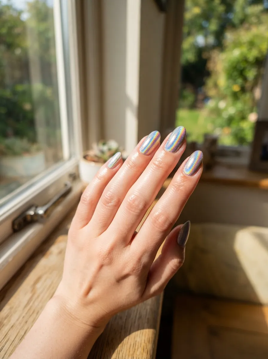 Iridescent Holographic Nails