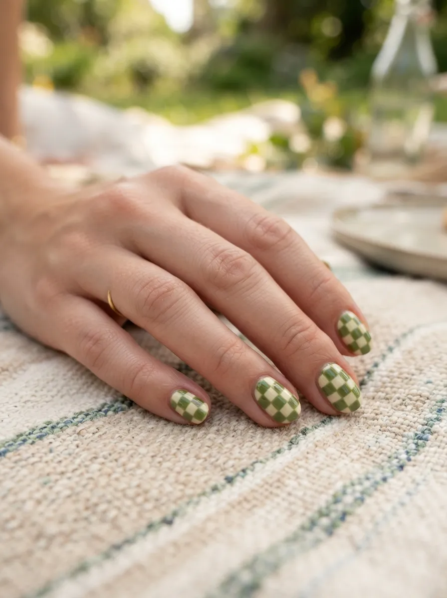 Matcha Green Checkerboard Pattern