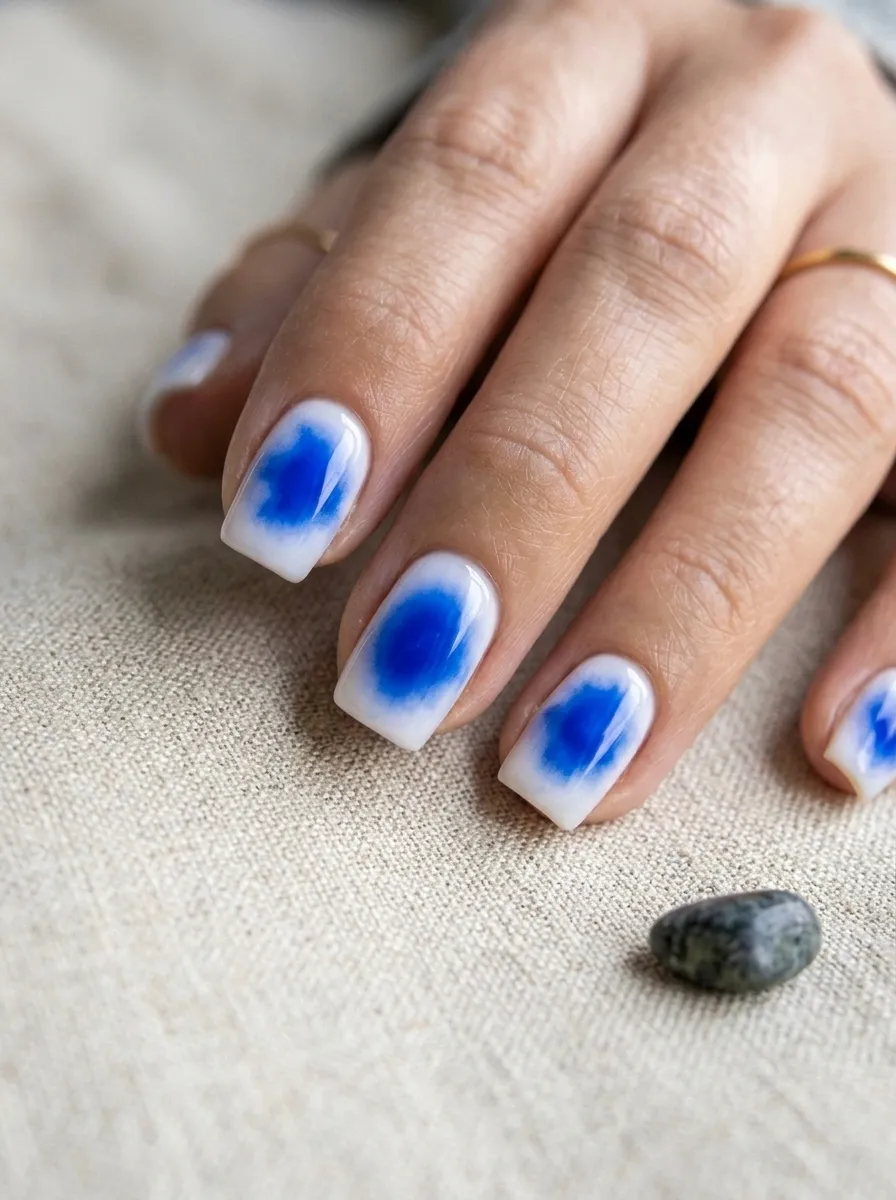 Blue Aura Negative Space Nails