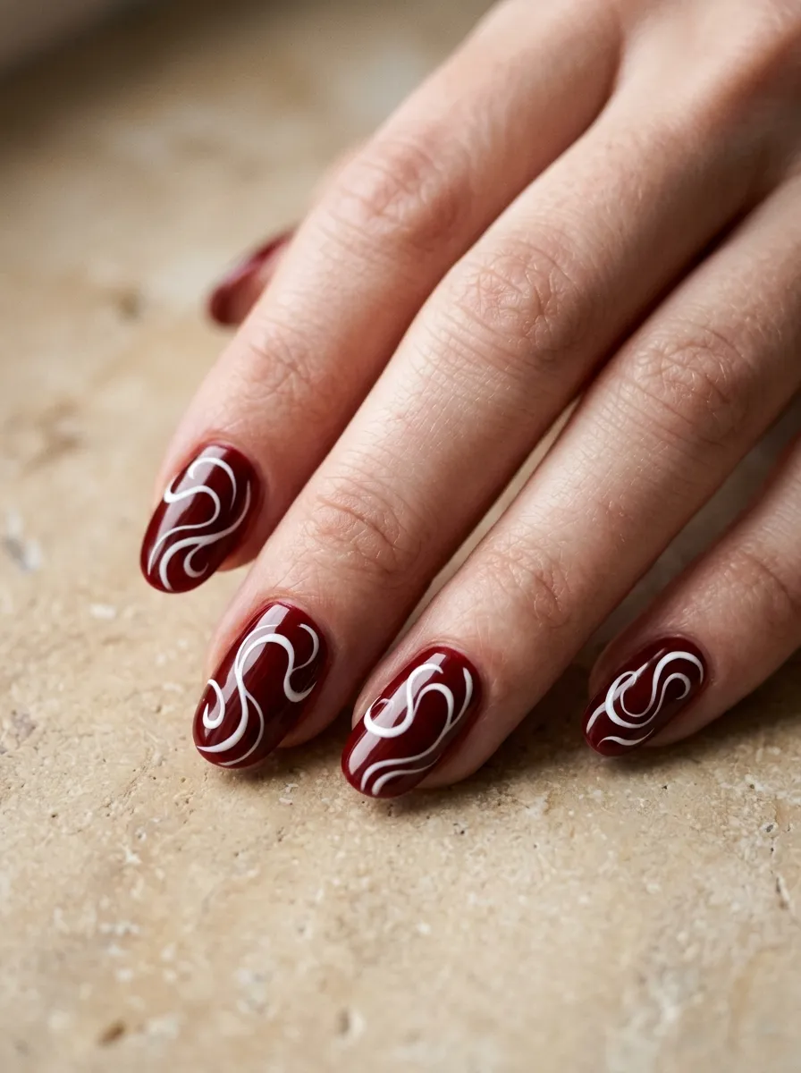Red Swirl Nail Art