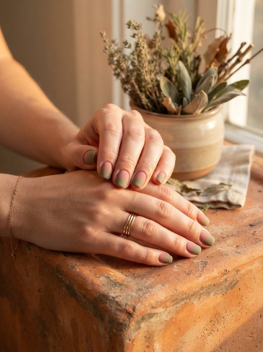 Muted Rose to Earthy Green Ombre