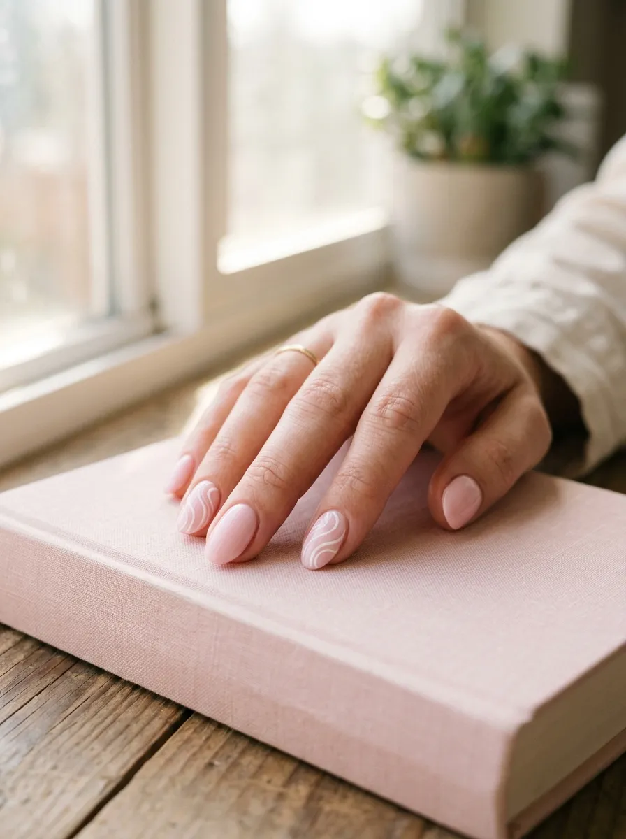 Soft Pink with White Swirl Design