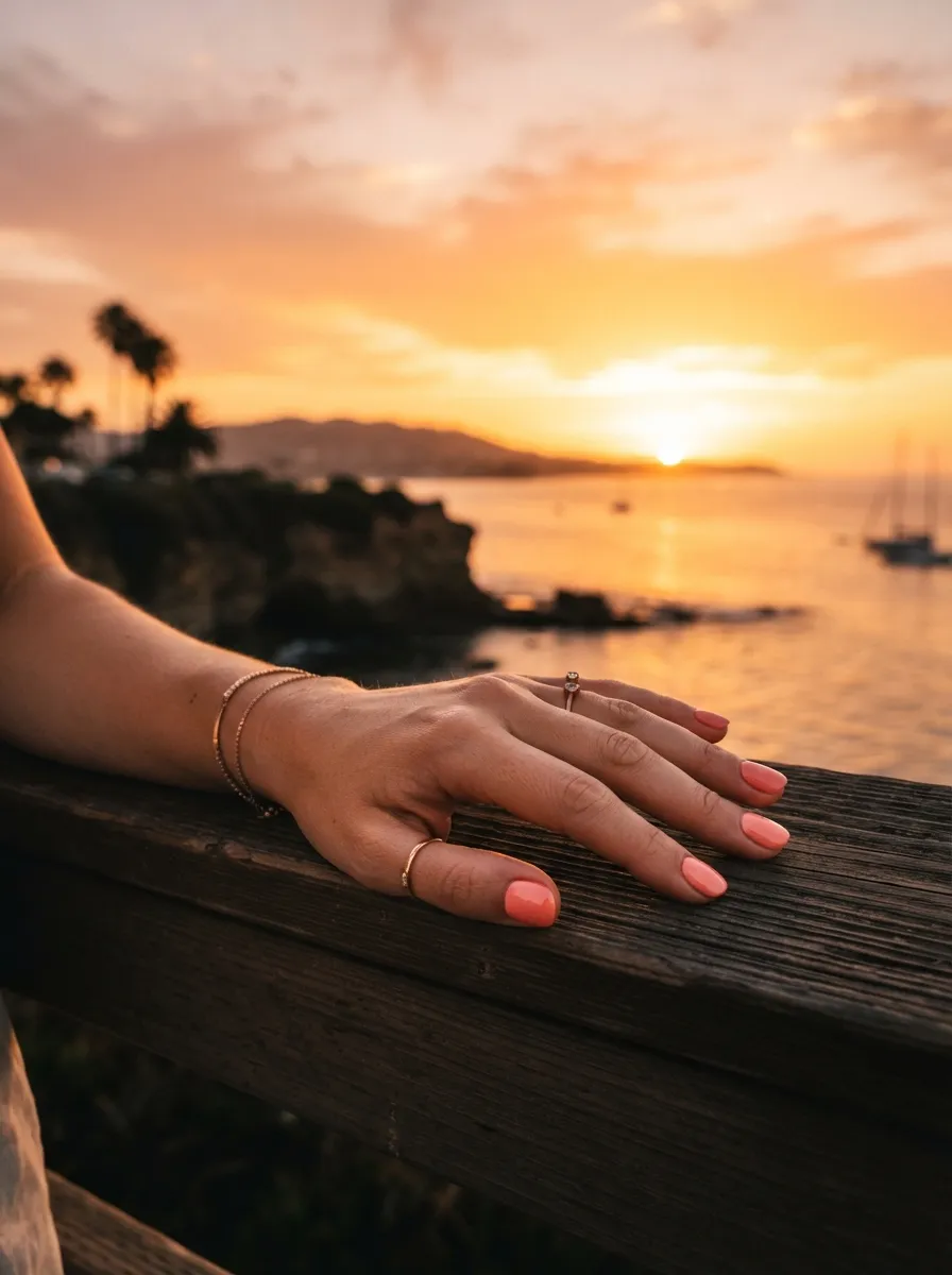 Soft Coral Sunset Nails