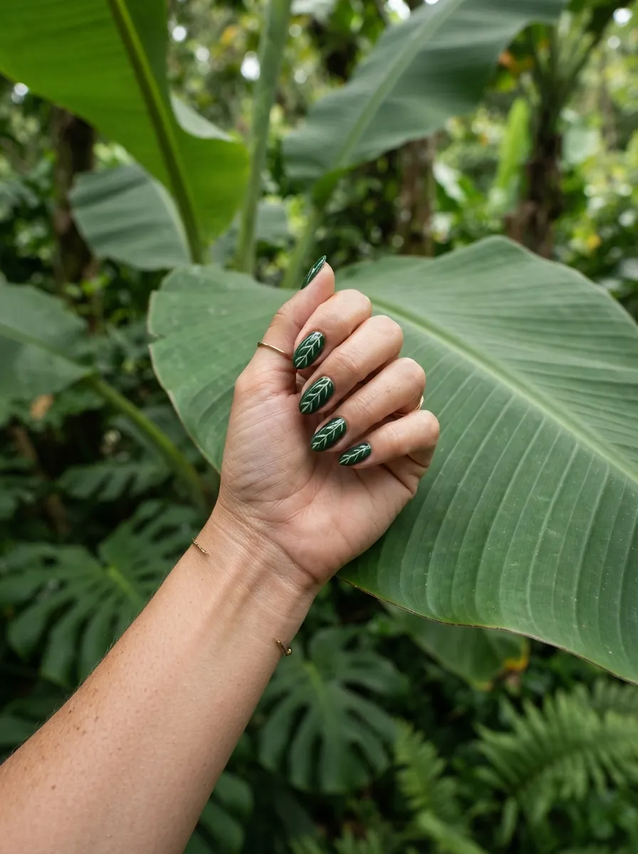 Banana Leaf Green Nails