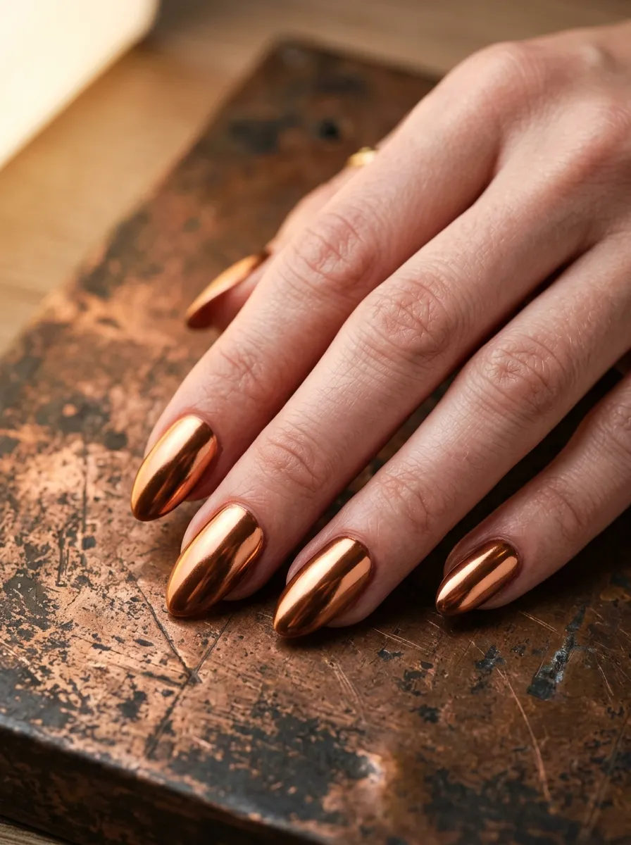 Copper Chrome Nails