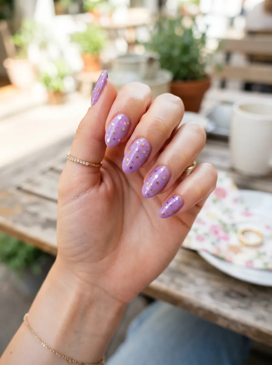 Purple Base With Gold Star Confetti