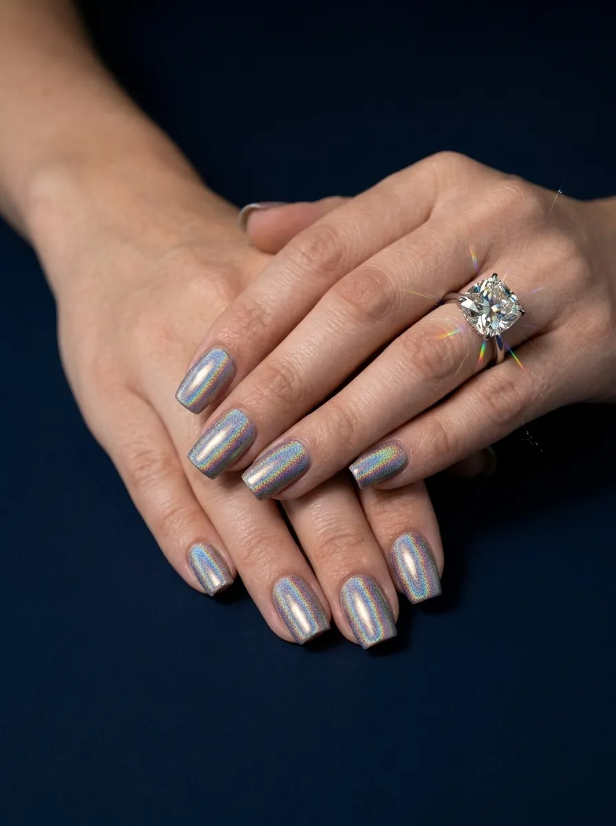 Holographic Square Nails