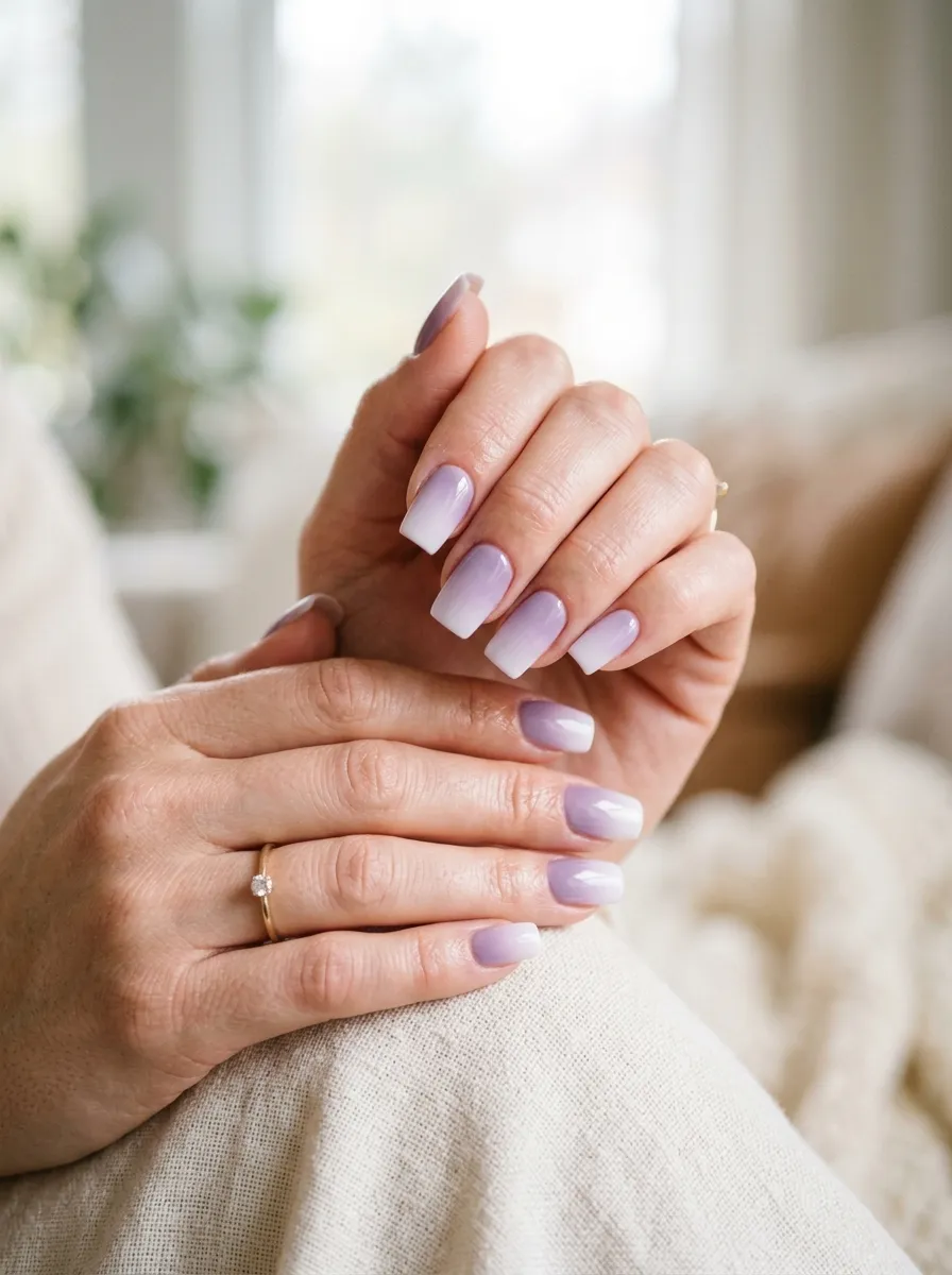 Lavender Ombre Square Nails