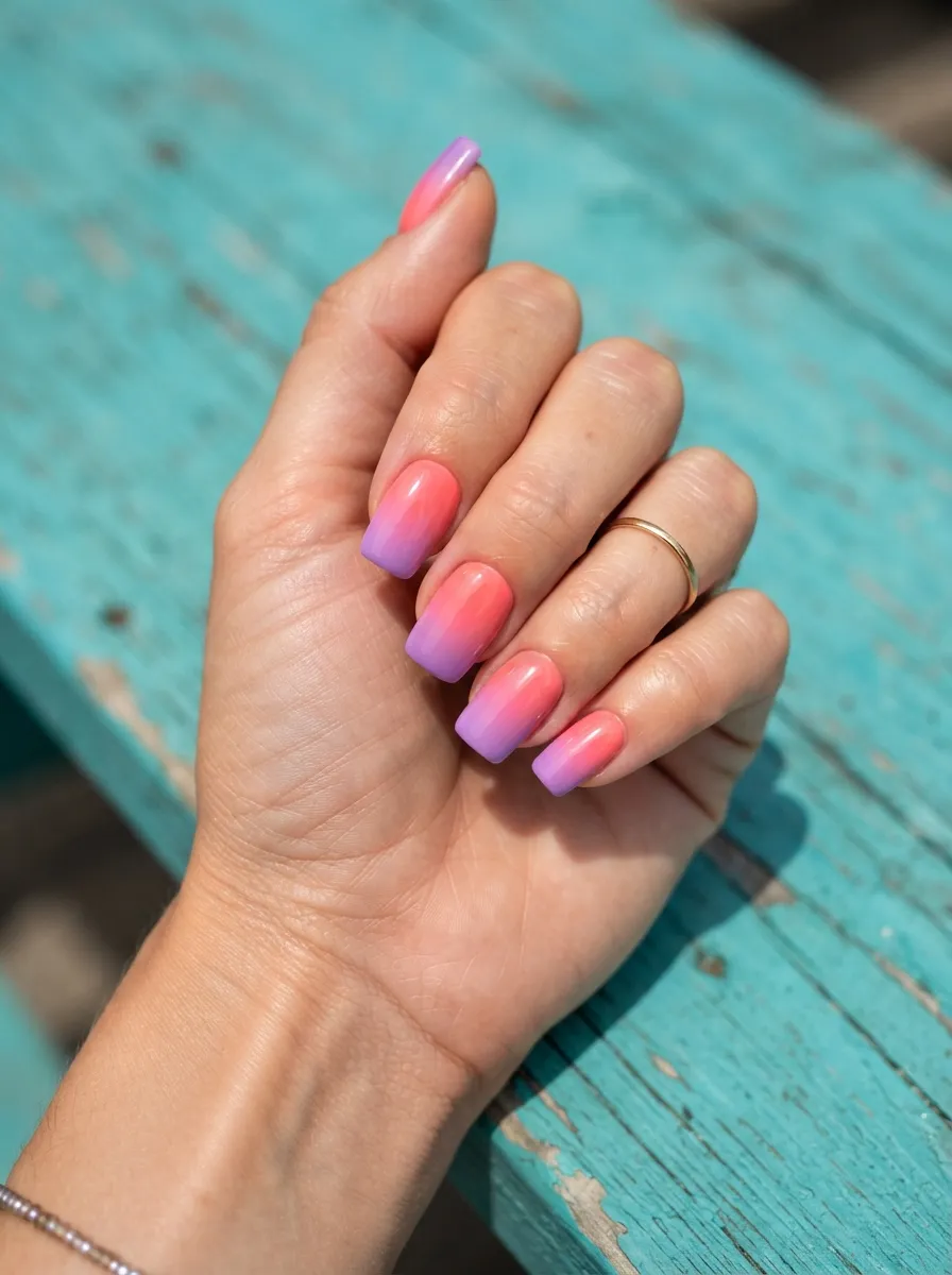 Coral Pink to Purple Ombre