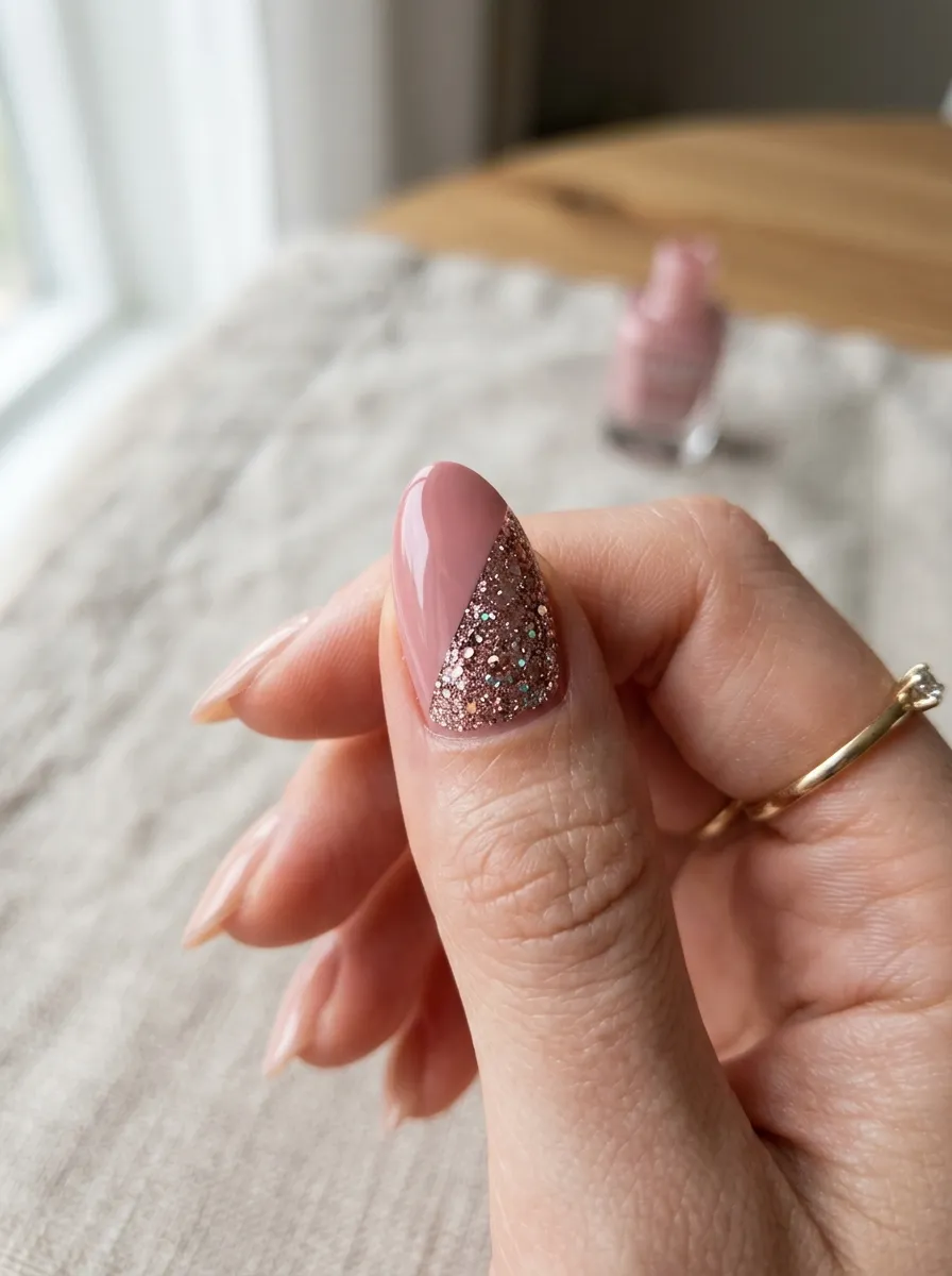 Glitter Half Covered Nail