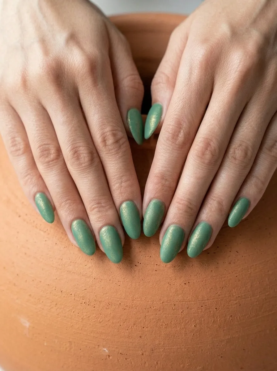 Matte Jade With Gold Shimmer Wash