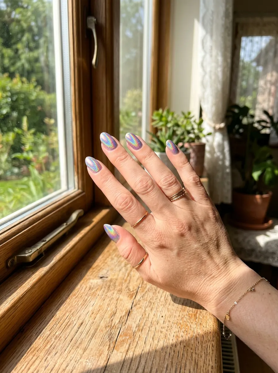 Iridescent Holographic Nails