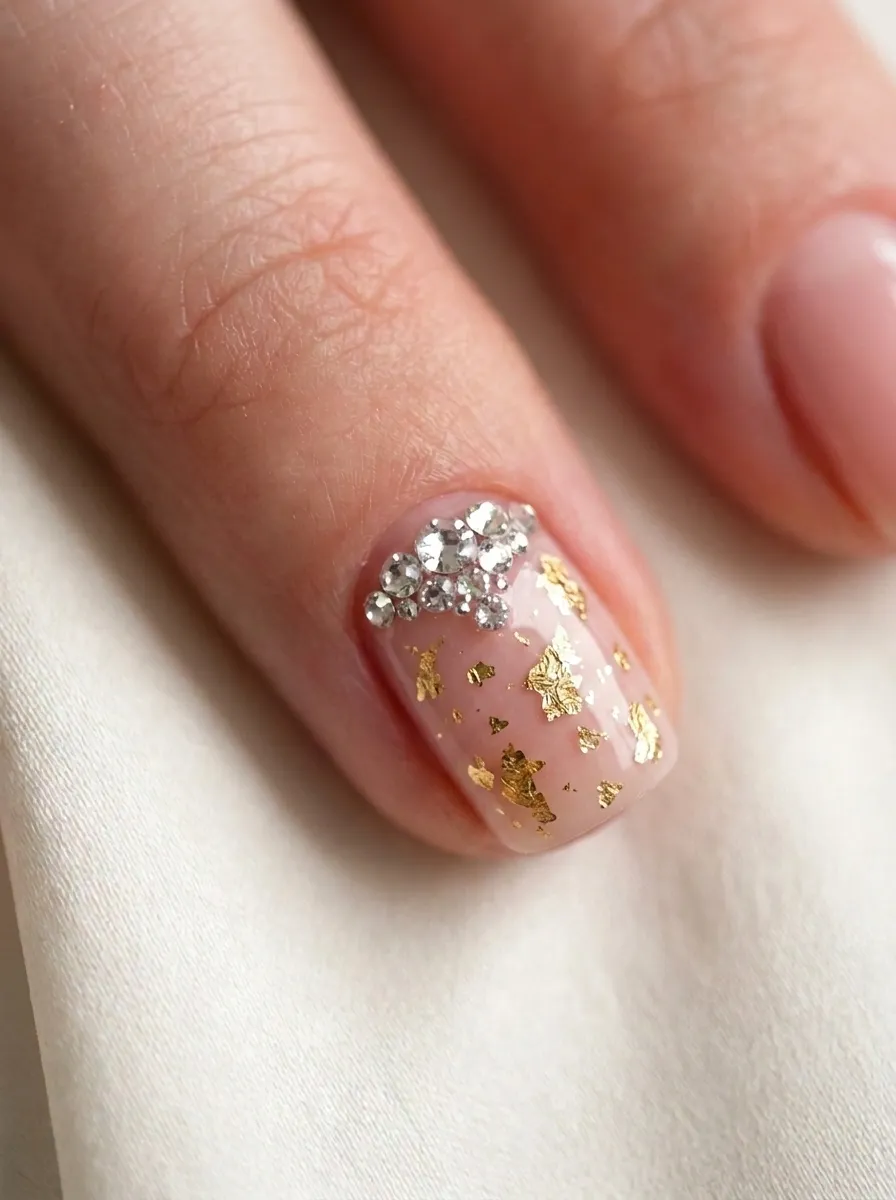 Gold Foil Accent Nails