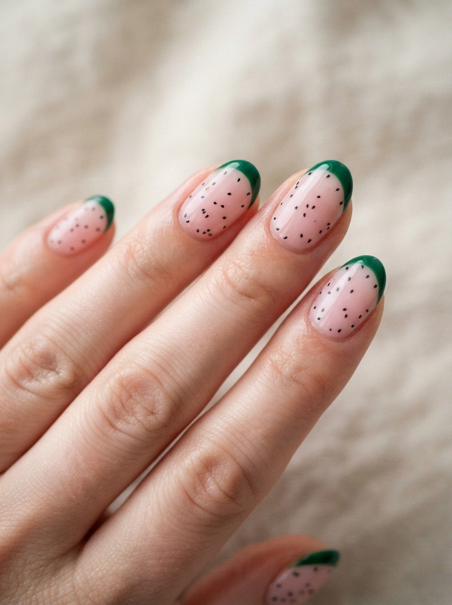 Watermelon Reverse French Tip