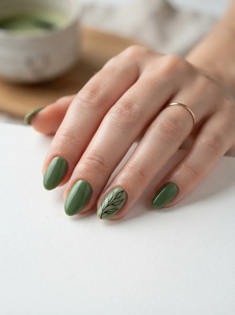 Matcha Green Minimalist Line Art